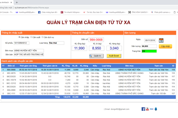 Phần mềm giám sát trạm cân từ xa qua internet